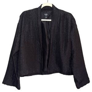 Eileen Fisher Silk Open Front Cropped Jacket Fully Lined Brown PM